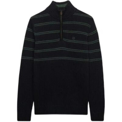 Pull maille à demi-zip rayé en coton Superdry Vert S - Publicité Pull maille à demi-zip rayé en coton Superdry Vert S - Publicité
