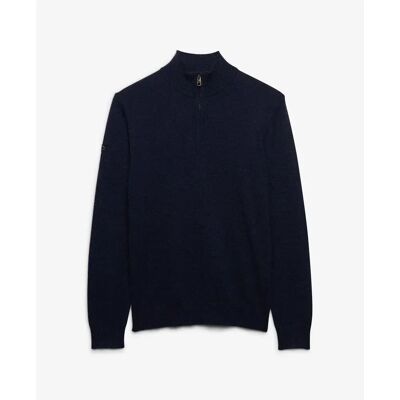 Pull demi-zip en laine mélangée léger Superdry Essential Bleu M - Publicité Pull demi-zip en laine mélangée léger Superdry Essential Bleu M - Publicité