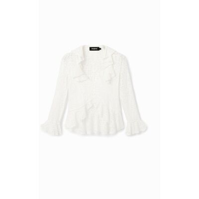 Blouse manches longues volants femme Desigual Blanc XL - Publicité Blouse manches longues volants femme Desigual Blanc XL - Publicité
