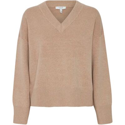 Pull col V femme b.young Otari Beige S - Publicité Pull col V femme b.young Otari Beige S - Publicité