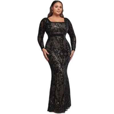 Robe moulante femme Goddiva Sequin Square Noir 52 Tall - Publicité Robe moulante femme Goddiva Sequin Square Noir 52 Tall - Publicité