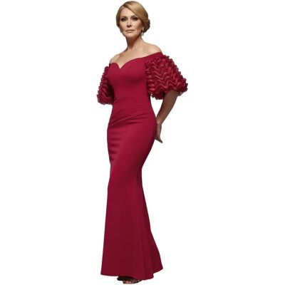 Robe moulante longue à épaules dénudées et manches bouffantes femme Goddiva Rouge 44 - Publicité Robe moulante longue à épaules dénudées et manches bouffantes femme Goddiva Rouge 44 - Publicité