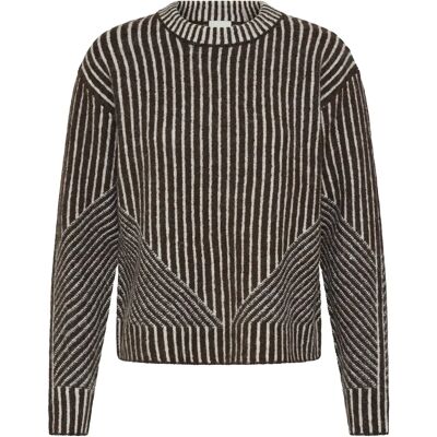 Pull rayé manches longues femme Ichi Kamara 5 Marron S - Publicité Pull rayé manches longues femme Ichi Kamara 5 Marron S - Publicité