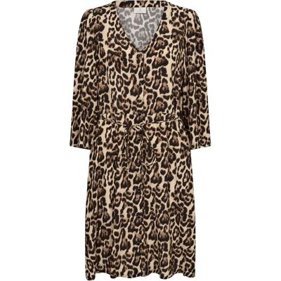 Robe mi-longue à imprimé léopard KAFFE Pedra - Robe - Publicité Robe mi-longue à imprimé léopard KAFFE Pedra - Robe - Publicité