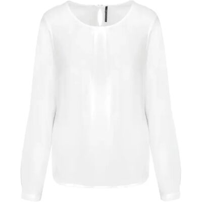 Blouse manches longues crêpe Femme Kariban Blanc 42 - Publicité Blouse manches longues crêpe Femme Kariban Blanc 42 - Publicité