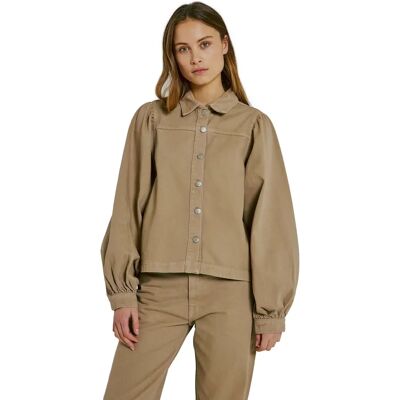 Surchemise en jean femme Norr Ninni Beige 36 - Publicité Surchemise en jean femme Norr Ninni Beige 36 - Publicité