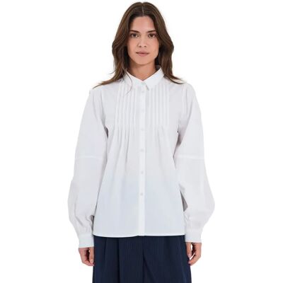 Chemise manches longues en cotton femme Norr Vivio Blanc 44 - Publicité Chemise manches longues en cotton femme Norr Vivio Blanc 44 - Publicité