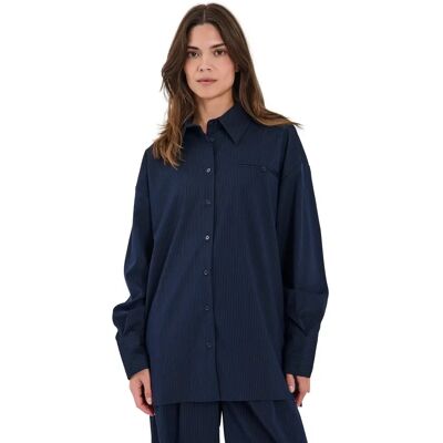 Chemise maches longues rayures oversize femme Norr Willow Bleu 34 - Publicité Chemise maches longues rayures oversize femme Norr Willow Bleu 34 - Publicité