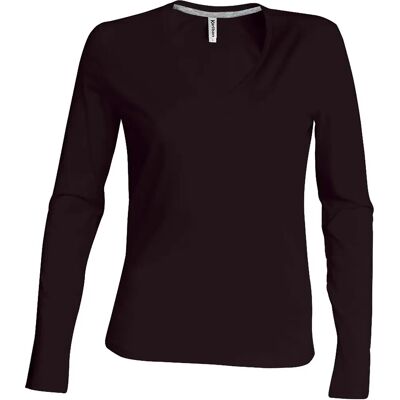 T-shirt femme manches longues Kariban Col V Marron M - Publicité T-shirt femme manches longues Kariban Col V Marron M - Publicité