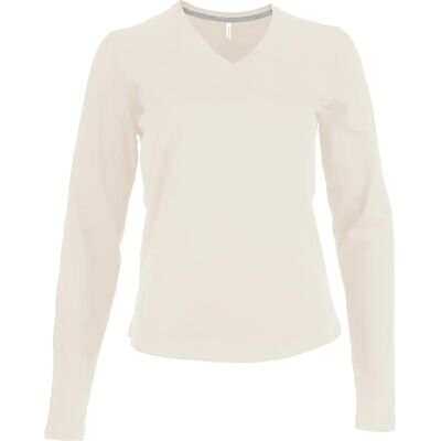 T-shirt femme manches longues Kariban Col V Beige 3XL - Publicité T-shirt femme manches longues Kariban Col V Beige 3XL - Publicité