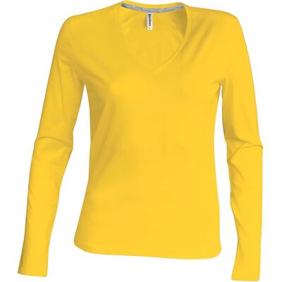 T-shirt femme manches longues Kariban Col V Jaune M - Publicité T-shirt femme manches longues Kariban Col V Jaune M - Publicité