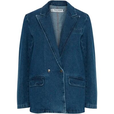 Blazer en jean femme Pulz Jeans Mika Bleu 38 - Publicité Blazer en jean femme Pulz Jeans Mika Bleu 38 - Publicité