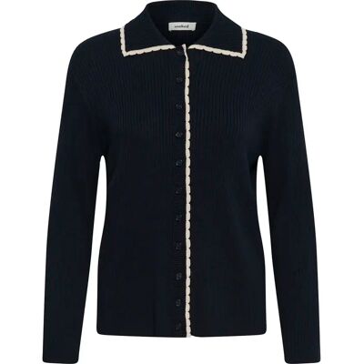 Cardigan loose col polo femme Soaked in Luxury SLLysandra Bleu S - Publicité Cardigan loose col polo femme Soaked in Luxury SLLysandra Bleu S - Publicité