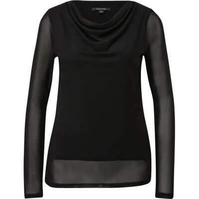 Blouse manches longues en mesh ajustée à col bénitier femme COMMA Noir 38 - Publicité Blouse manches longues en mesh ajustée à col bénitier femme COMMA Noir 38 - Publicité