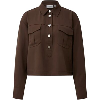 Chemise courte manches longues à poches poitrine femme COMMA Marron 48 - Publicité Chemise courte manches longues à poches poitrine femme COMMA Marron 48 - Publicité
