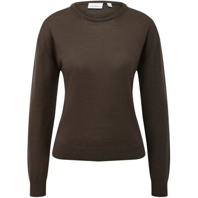 Pull fin à col rond en laine 100 % certifiée femme COMMA Marron 34 - Publicité Pull fin à col rond en laine 100 % certifiée femme COMMA Marron 34 - Publicité