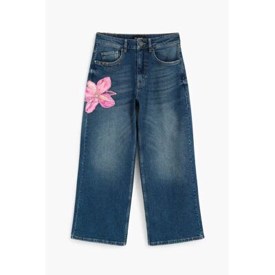 Jeans Wide Leg femme Desigual Flora Bleu 44 - Publicité Jeans Wide Leg femme Desigual Flora Bleu 44 - Publicité