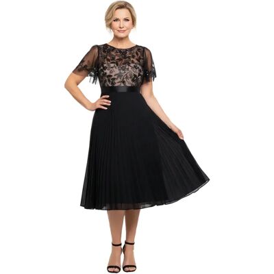 Robe plissée femme Goddiva Top Chiffon Midi Noir 38 - Publicité Robe plissée femme Goddiva Top Chiffon Midi Noir 38 - Publicité