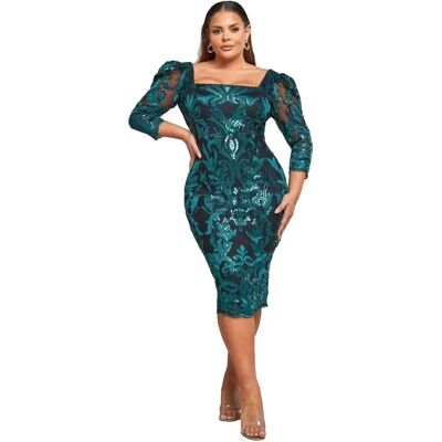 Robe moulante col carré femme Goddiva Midi Vert 24 - Publicité Robe moulante col carré femme Goddiva Midi Vert 24 - Publicité