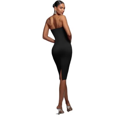 Robe moulante à corsage satiné femme Goddiva Scuba Crepe Noir 44 - Publicité Robe moulante à corsage satiné femme Goddiva Scuba Crepe Noir 44 - Publicité