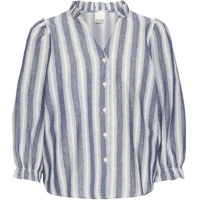 Blouse manches longues femme Ichi Isla Bleu 38 - Publicité Blouse manches longues femme Ichi Isla Bleu 38 - Publicité
