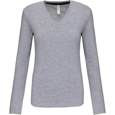 T-shirt femme manches longues Kariban Col V Gris 3XL - Publicité T-shirt femme manches longues Kariban Col V Gris 3XL - Publicité