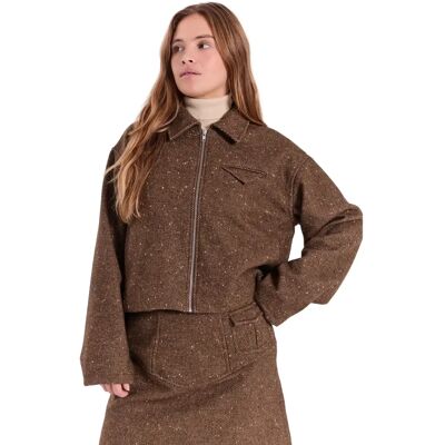 Veste courte femme Norr Aya Marron 40 - Publicité Veste courte femme Norr Aya Marron 40 - Publicité