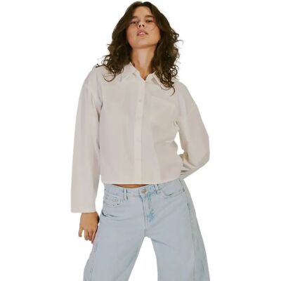 Chemise manches longues femme Norr Fraser à plis Blanc 38 - Publicité Chemise manches longues femme Norr Fraser à plis Blanc 38 - Publicité