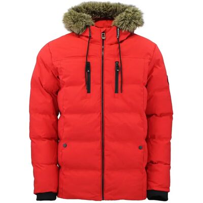Doudoune à capuche en fourrure femme Peak Mountain Rouge L - Publicité Doudoune à capuche en fourrure femme Peak Mountain Rouge L - Publicité