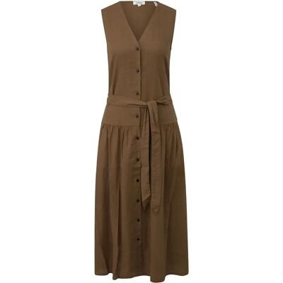 Robe sans manches en lin mélangé avec col en V et ceinture en tissu femme s.Oliver Marron 42 - Publicité Robe sans manches en lin mélangé avec col en V et ceinture en tissu femme s.Oliver Marron 42 - Publicité