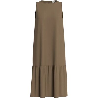 Robe sans manches en viscose imprimée all-over et froncée col rond coupe droite teck femme s.Oliver Marron 44 - Publicité Robe sans manches en viscose imprimée all-over et froncée col rond coupe droite teck femme s.Oliver Marron 44 - Publicité