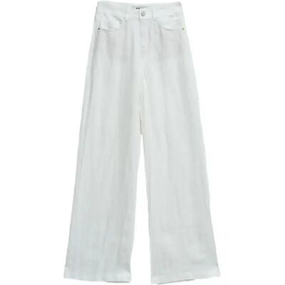 Pantalon en lin à jambes larges femme Salsa Jeans Blanc 26x32 - Publicité Pantalon en lin à jambes larges femme Salsa Jeans Blanc 26x32 - Publicité