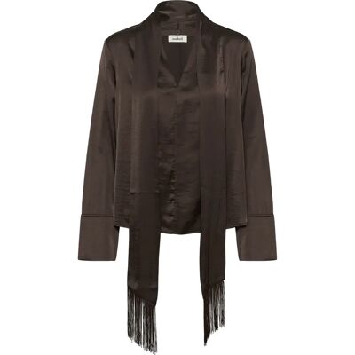 Blouse col V manches longues femme Soaked in Luxury Slverona Marron XL - Publicité Blouse col V manches longues femme Soaked in Luxury Slverona Marron XL - Publicité
