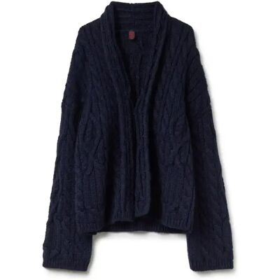 Cardigan en maille torsadée femme Stefanel Bleu S - Publicité Cardigan en maille torsadée femme Stefanel Bleu S - Publicité