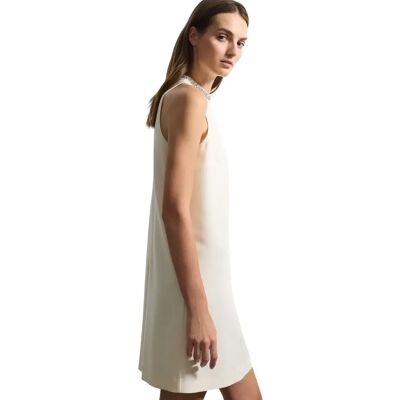 Robe courte à col rond avec détails en strass femme Stefanel Beige M - Publicité Robe courte à col rond avec détails en strass femme Stefanel Beige M - Publicité