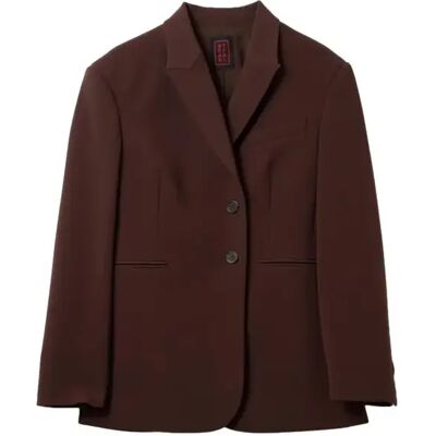 Blazer en tissu extensible coupe ajustée femme Stefanel Marron 48 - Publicité Blazer en tissu extensible coupe ajustée femme Stefanel Marron 48 - Publicité