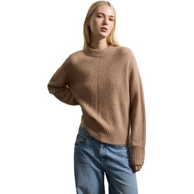 Pull oversize col rond en laine femme Stefanel Beige XL - Publicité Pull oversize col rond en laine femme Stefanel Beige XL - Publicité