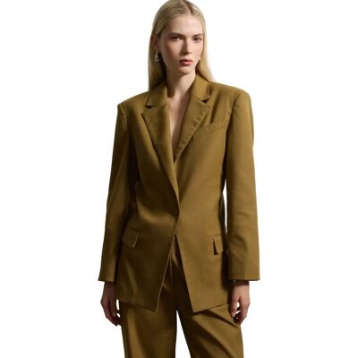 Blazer cintré bouton central avec poches plaquées femme Stefanel Marron 38 - Publicité Blazer cintré bouton central avec poches plaquées femme Stefanel Marron 38 - Publicité