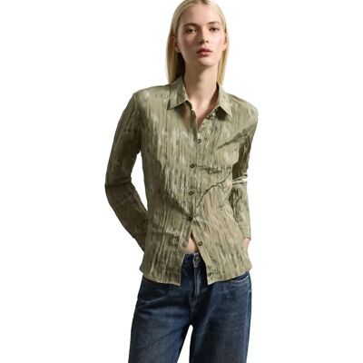 Chemise droite en satin mélangé femme Stefanel Vert XL - Publicité Chemise droite en satin mélangé femme Stefanel Vert XL - Publicité