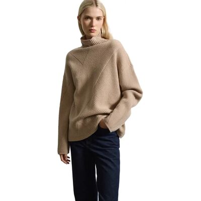 Pull col montant en pure laine femme Stefanel Beige S - Publicité Pull col montant en pure laine femme Stefanel Beige S - Publicité