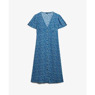 Robe mi-longue imprimée boutonnée femme Superdry Bleu XL - Publicité Robe mi-longue imprimée boutonnée femme Superdry Bleu XL - Publicité
