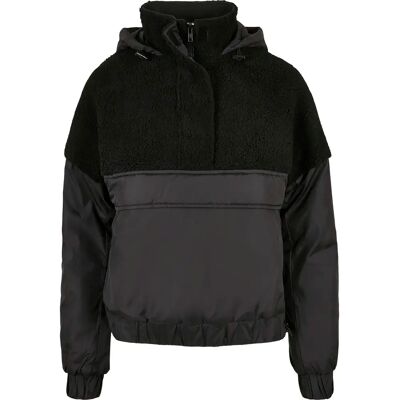 Polaire femme Urban Classics sherpa mix pull over Noir XS - Publicité Polaire femme Urban Classics sherpa mix pull over Noir XS - Publicité