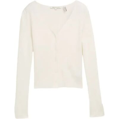 Cardigan moulant avec structure côtelée femme Tom Tailor Denim Blanc XL - Publicité Cardigan moulant avec structure côtelée femme Tom Tailor Denim Blanc XL - Publicité