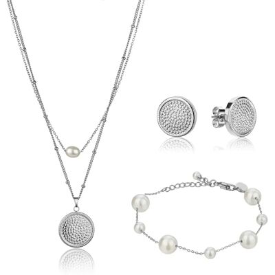 Ensemble collier bracelet et boucles d'oreilles femme Isabella Ford Hilda Pearl Argenté TU - Publicité Ensemble collier bracelet et boucles d'oreilles femme Isabella Ford Hilda Pearl Argenté TU - Publicité