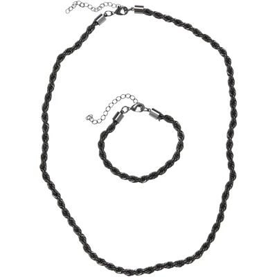 Collier et bracelet entrelacés Urban Classics Charon Gris TU - Publicité Collier et bracelet entrelacés Urban Classics Charon Gris TU - Publicité