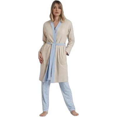 Peignoir manches longues femme Admas Classic Sleep All Day Beige XL - Publicité Peignoir manches longues femme Admas Classic Sleep All Day Beige XL - Publicité