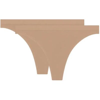 Lot de 2 String femme DIM Microfibre Pockets Eco Beige 42/44 - Publicité Lot de 2 String femme DIM Microfibre Pockets Eco Beige 42/44 - Publicité