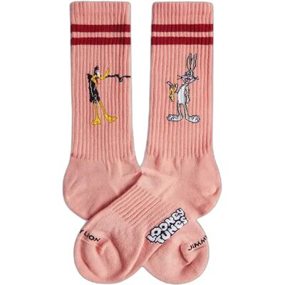 Chaussettes Jimmy Lion Daffy vs Bugs Rose 41/46 - Publicité Chaussettes Jimmy Lion Daffy vs Bugs Rose 41/46 - Publicité
