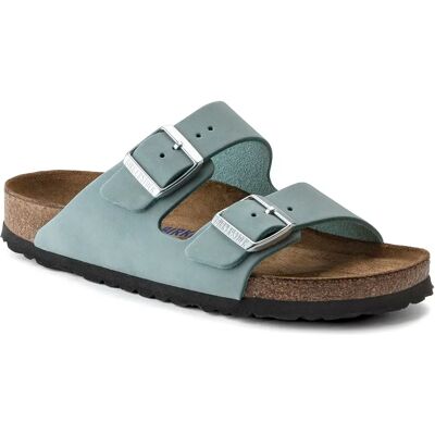 Sandales femme Birkenstock Arizona Nubuk Leather Bleu 40 Étroit - Publicité Sandales femme Birkenstock Arizona Nubuk Leather Bleu 40 Étroit - Publicité