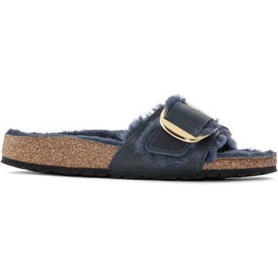Mules femme Birkenstock Madrid Big Buckle Shearling Oiled Leather Bleu 38 - Publicité Mules femme Birkenstock Madrid Big Buckle Shearling Oiled Leather Bleu 38 - Publicité